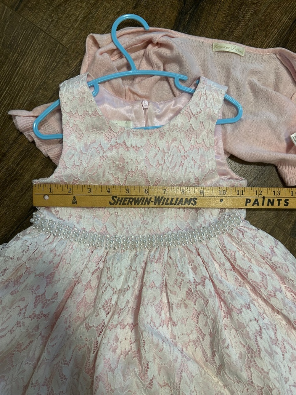 American Princess - Floral Lace - Size 5 - Solid Midi Dress + Cardigan - Pink - Picture 12 of 12